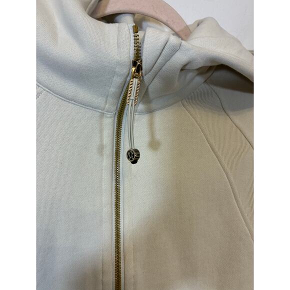 Lululemon Scuba Half-Zip Hoodie White Gold Logo EUC M/L Women's Activewear Gorp - Picture 5 of 8